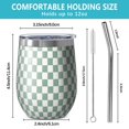 thumbnail image 5 of 12oz Stemless Wine Tumblers Green and White Checkerboard Pattern Vacuum Insulated Stainless Steel Travel Tumbler Cups Mug with Lid and Straw for Champaign,Cocktail,Beer with Cleaning Brush, 5 of 5