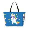 thumbnail image 2 of Hirioo Cool Unicorn Star Golden for Large Capacity Beach Travel Bag for Women Men Foldable Beach Bags, Ideal for Travel, Beach, Pool, Picnic, and Family Outings, 2 of 7