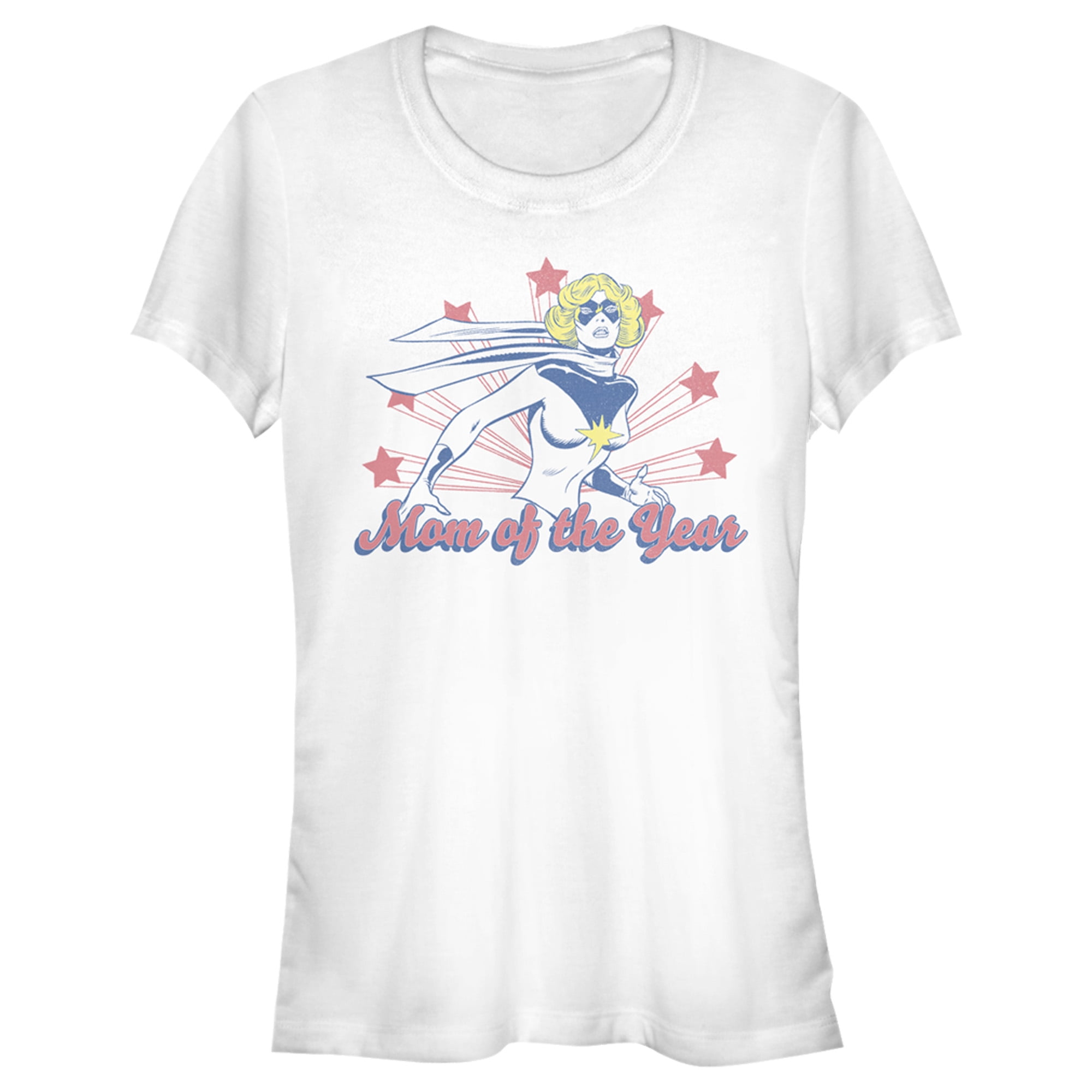 Junior's Marvel Captain Marvel Mom of the Year Graphic Tee White 2X ...