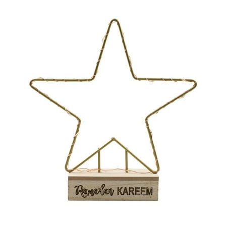 

Famure Ramadan Decorations Light-Wooden Pendant Ornament-Islam Ramadan Tabletop Night Light Decor Ramadan Mubarak Eid Decorations for Home Office