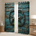 thumbnail image 2 of Homewish Rustic Texas Stars Curtains Pack of 2 (42x84 Each) for Adult, Farmhouse Cabin Curtains Blackout, Teal Old Barn Door Bedroom Curtains, Blackout Curtains Decor, 2 of 6