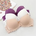 thumbnail image 2 of Women Girl Seamless Lace Solid Color 3/4 Cup Push Up Bra Adjustable Support Bra, 2 of 6
