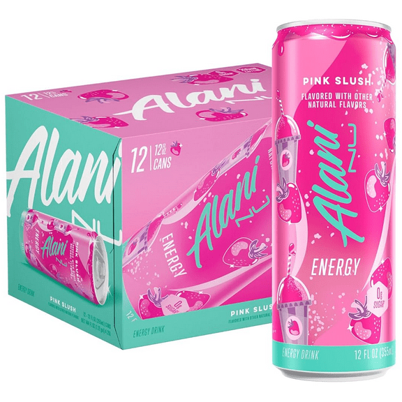 Alani Nu Sugar Free Energy Drink, Pink Slush, 12 fl oz, 12 Pack, Cans, 200mg Caffeine