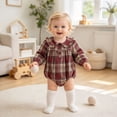 thumbnail image 5 of Gerichy Baby Girl Fall Outfits Long Sleeve Plaid Romper Infant Clothes One Piece Bubble Playsuit 0-18 Months, 5 of 5