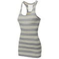 thumbnail image 1 of FashionOutfit Women's Basic Sleeveless Ribbed Racer-Back Wide Stripe Tight Fit Tank Top, 1 of 4