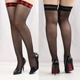 thumbnail image 4 of ZPAQI Ladies Over Knee Sheer Stockings Black Nylon Silk Socks for Dresses and Shorts, 4 of 21
