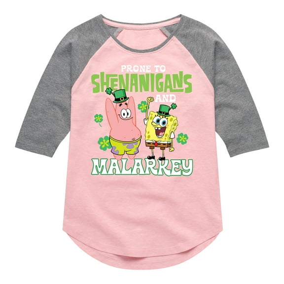 SpongeBob SquarePants - Prone To Shenanigans And Malarkey - Girls Shirt Tail Raglan