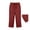 Brick Red, variant on JFGHDG Cotton Linen Capri Pants for Women Tailored Split Button Elastic Drawstring Waist Straight Leg Capris Light Weight Summer Casual with Side Pockets Beige L