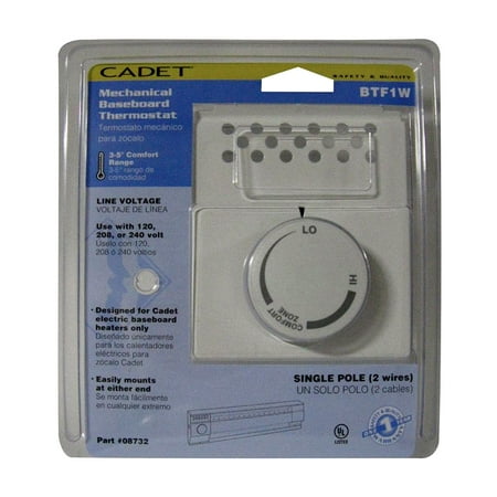 Cadet 08732 Built-In Baseboard Thermostat, White