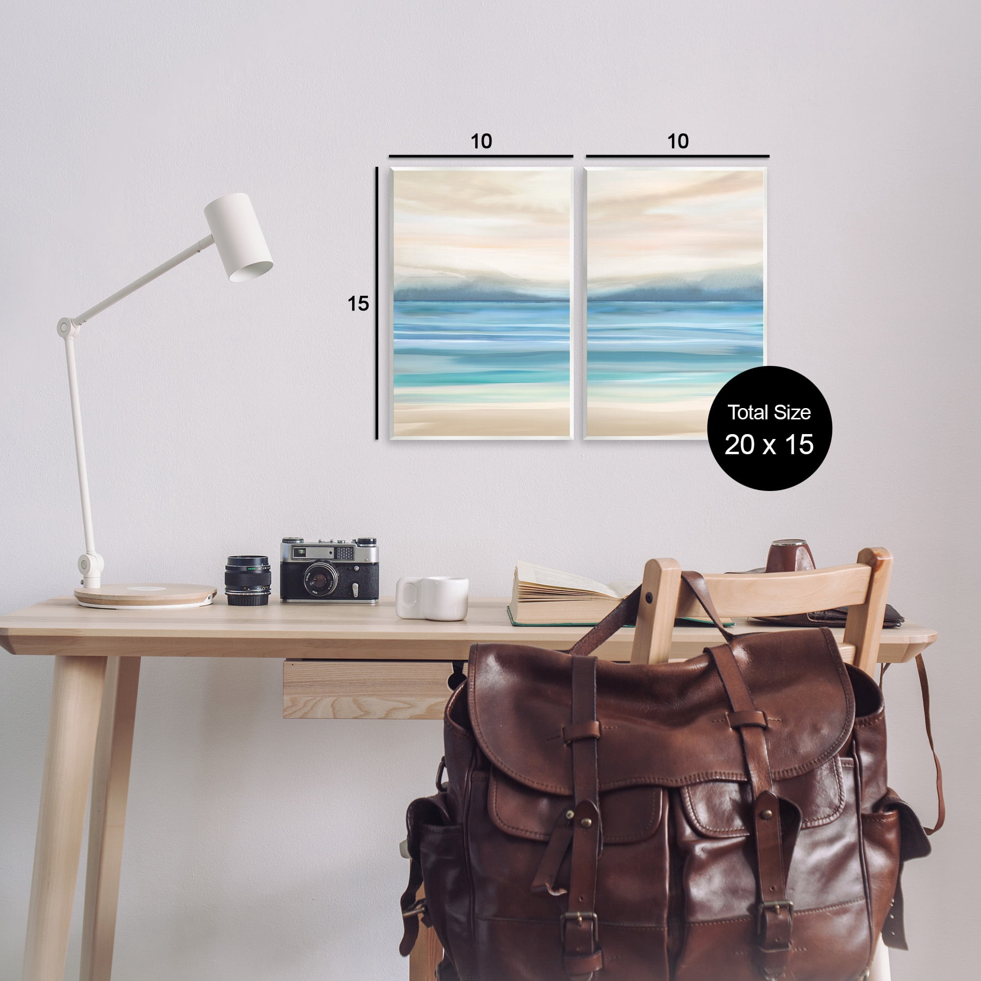 Stupell Industries Subtle Beach Seascape Landscape Painting Unframed Art Print Wall Art, 10 x 15, Set of 2