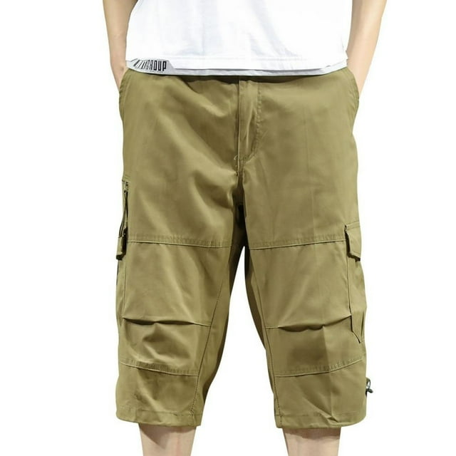 Men's Athletic Shorts Shorts for Men Cargo, Men's Belt Multiple Pockets Cotton Button Zipper Outdoor Shorts Sports Pants Work Pants Knee Length Shorts