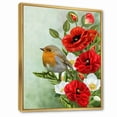 thumbnail image 3 of Designart 'Red Poppies and White Anemones With Yellow Bird' Traditional Framed Canvas Wall Art Print, 3 of 5