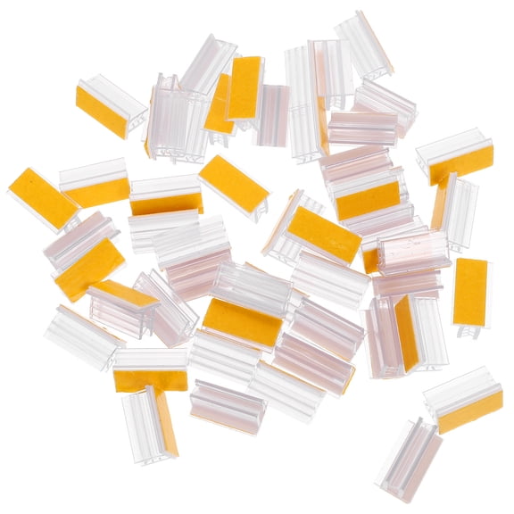 LULULION 50Pcs Transparent Self Adhesive Sign Holders for Desks and Tables Sturdy Practical Panel Supports