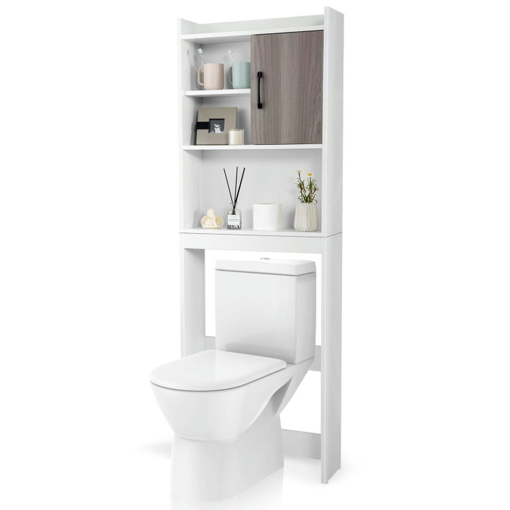 Finihen Toilet Storage Cabinet, Bathroom Cabinet Organizer, 4-Tier Space-saving Toilet Storage Cabinet with Open Shelves, for Bathroom, White