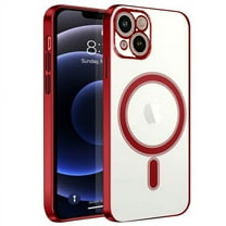 Entronix Magnetic Clear Case for iPhone 14 Plus, Slim Fit, Anti-Drop Shockproof, Red