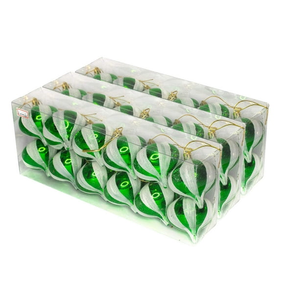 36 Pack Green Onion Ornament with Glitter Stripes