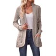 thumbnail image 2 of Cárdigan para Mujer, Suéter de Larga con Abertura Frontal y Bolsillos para Otoño e Invierno. Albaricoque XL, 2 of 8