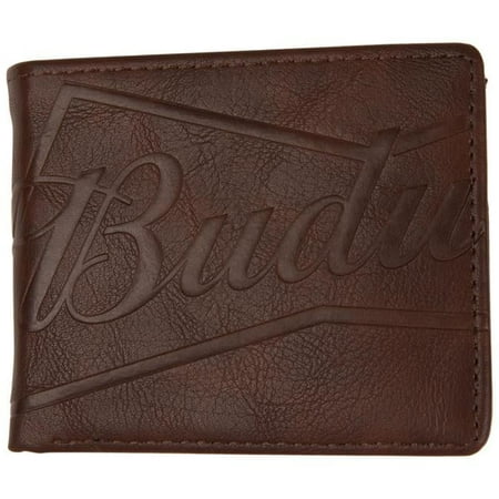 Budweiser Budweiser Brown Bifold Wallet Large Bowtie Logo Deboss with ID Window
