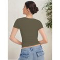 thumbnail image 3 of Women's short Sleeve Short Sleeve Tops Square Neck T Shirts Fitted Basic Tee, 3 of 5