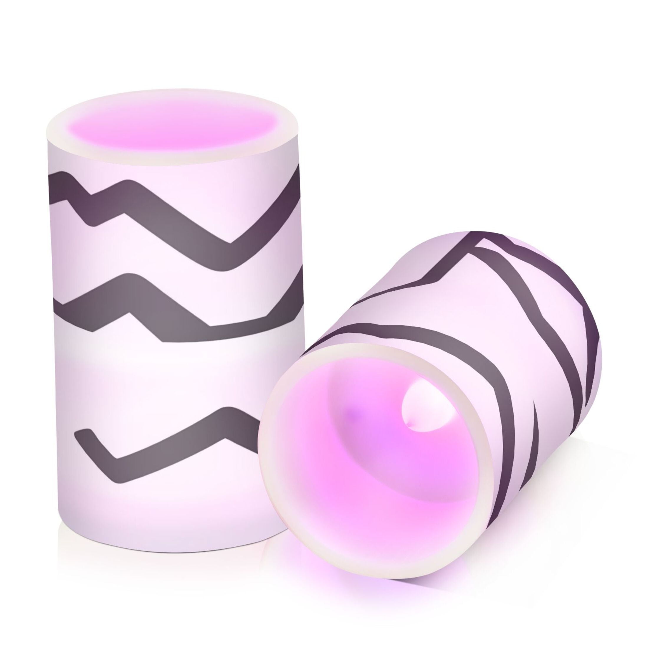 Abstract Black and White Pattern Set of 2 Flameless LED Candles Remote and Timer Indoor Outdoor
