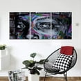 thumbnail image 4 of Hieng Large Living Room Canvas Wall Art 3 Panels Graffiti Black Woman Portrait Poster Abstract Street Pop Artwork for Bedroom Bathroom Wall Decor, 4 of 5