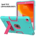 thumbnail image 3 of ELEHOLD Rugged Hybrid Case for iPad 9th/8th/7th 10.2"  2021/2020/2019, Tri-Layers Hard PC Soft Silicone Hidden Kickstand Anti-Scratch Shockproof Heavy Duty Case for Kids Men Women,Mint+Rose, 3 of 6