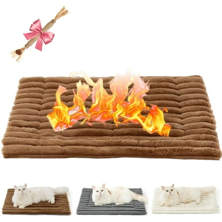 Self Warming Pet Bed for Cats & Dogs Corduroy Thermal Mat with Non-Slip Bottom Supports 25-90 lbs Machine-Washable Indoor/Outdoor Heating Pad