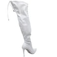 thumbnail image 3 of Vegan Leather Women's Pointed Toe Thigh High Stiletto Heel Fashion Boots White PU 7.5, 3 of 6
