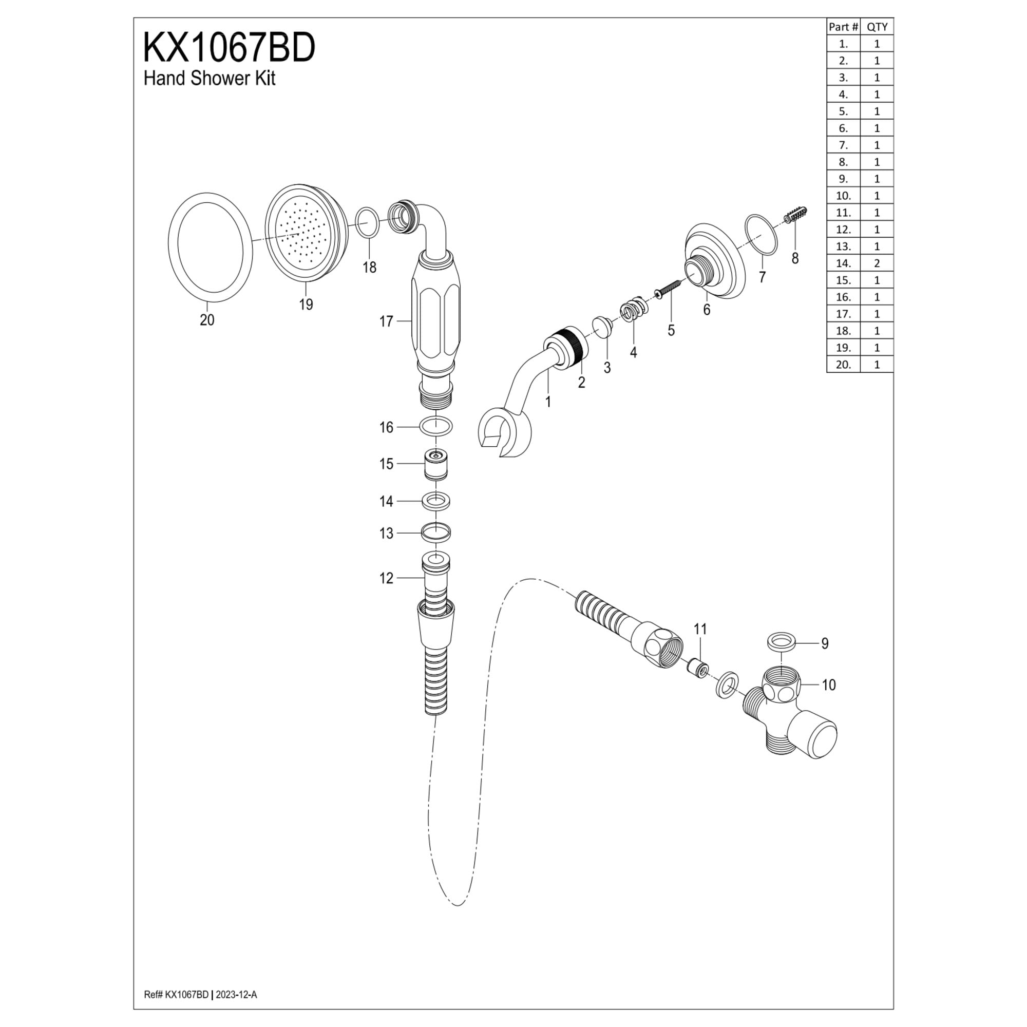 Kingston Brass KX1067BD Victorian Hand Shower Kit, Brushed Brass