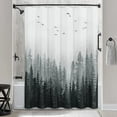 thumbnail image 6 of Blue Misty Forest Mountain Nature Tree Fabric Shower Curtains for Bathroom Waterproof Heavy Duty Navy Blue and White Woohitedland Shower Curtain Bathtubs Hotel, 72 x 72 inch, 6 of 6