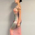 thumbnail image 4 of Vestido con tirantes finos Color degradado Vestido largo delgado, suave y cómodo para la noche de verano, 4 of 8