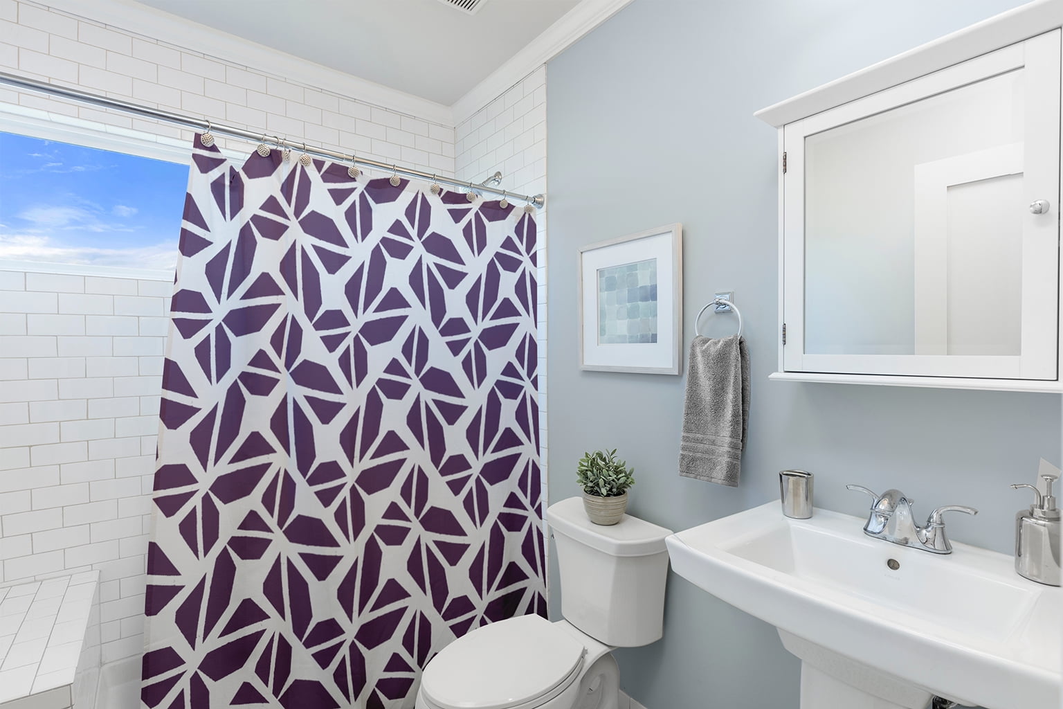 Simply Daisy 70" W x 73" L Kaleidoscope Graffiti Polyester Shower Curtain, Larkspur [1 Ct]
