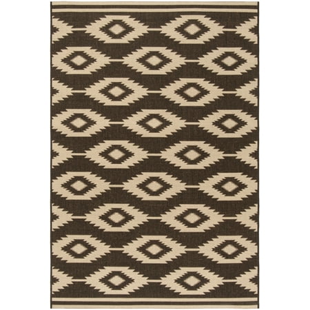 SAFAVIEH Beach House Vasiliki Geometric Indoor/Outdoor Area Rug, Creme/Brown, 2'2" x 4'