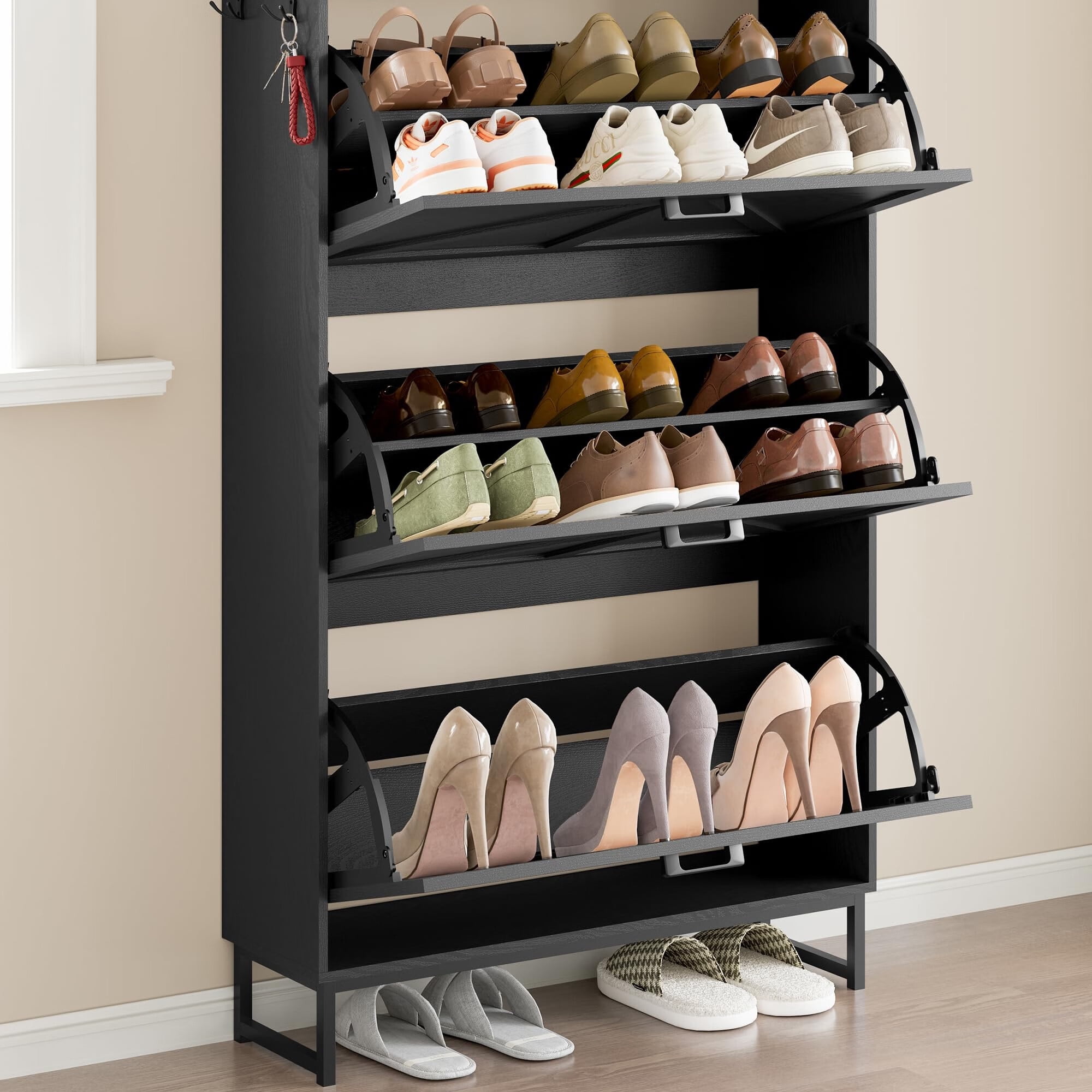 FANRAL Shoe Storage Cabinet for Entryway,3 Flip Drawer Shoe Rack