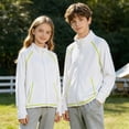 thumbnail image 2 of Girls Zip Up Workout Jacket Lightweight Athletic Horse Riding Jackets Cropped Gym Yoga Track Shirts with Thumb Holes, 2 of 5