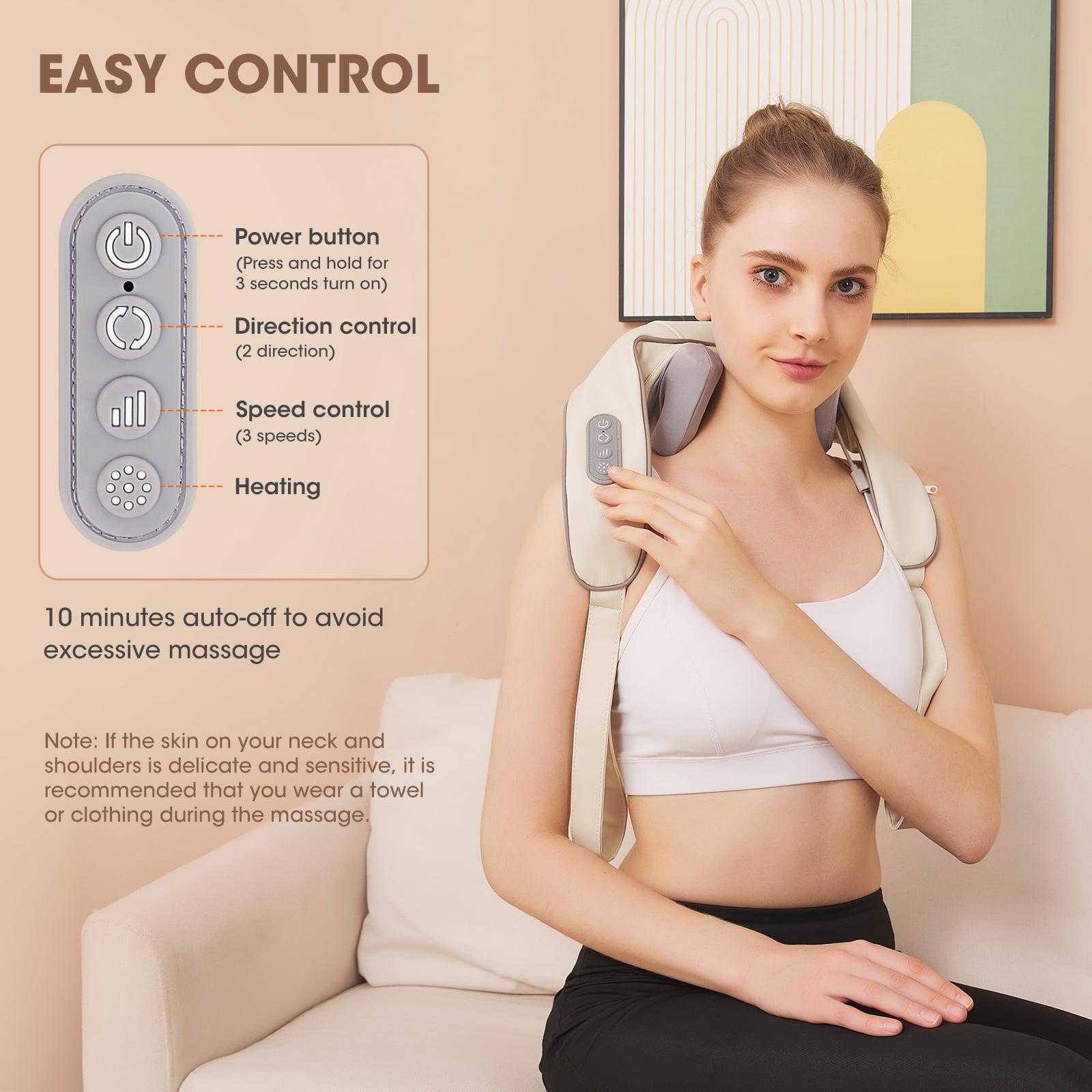 SNOW DEER Neck Massager, Shiatsu Back Shoulder and Neck Massager with Heat Electric Shoulder