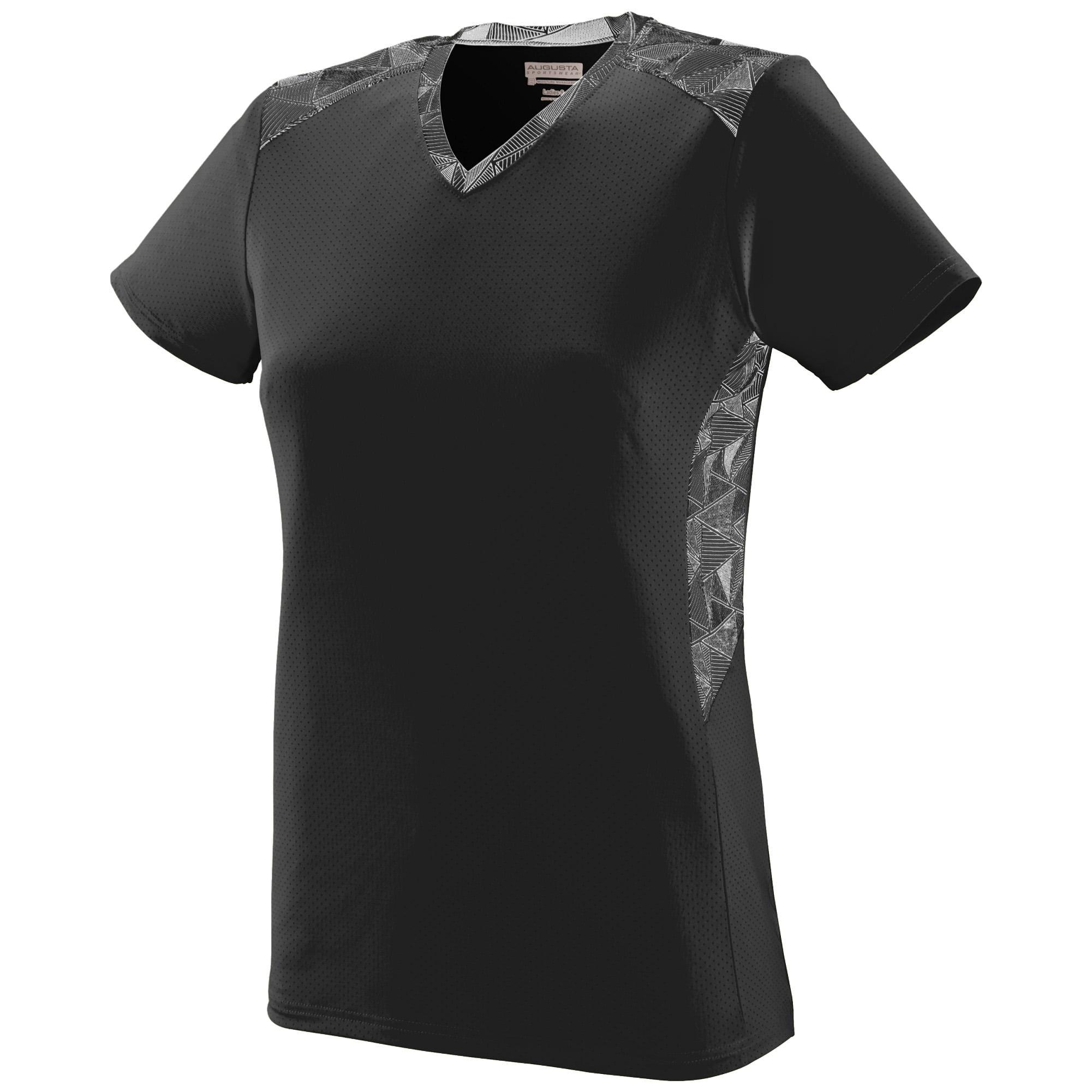 slf AGUSTA SPORTSWEAR V-NECK JERSEY~BLACK W//WHITE~WOMENS MED~NEW W//O TAGS