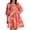 Orange red, variant on V Neck Puff Sleeve Floral Print Women High Waist Babydoll Mini Dress