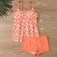 thumbnail image 4 of UTSJKR Plus Size Women's Tankini Swimsuit Two Pieces Set Ruffle Swimwear Striped Bathingsuit with Boyshort Orange XL, 4 of 5