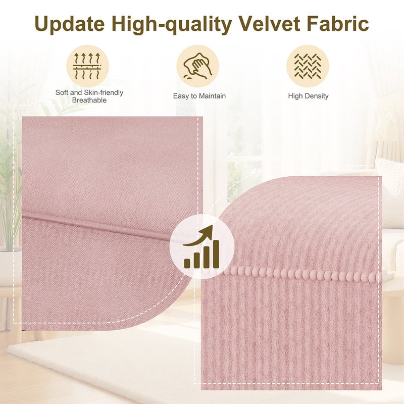 Walsunny Small Modern Loveseat Sofa, Upholstered Fabric Love Seat with Linen Cushions, Compact and Stylish for Small Spaces, Living Room, Bedroom, Office,Pink