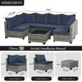 thumbnail image 5 of FHFO 7 Pieces Outdoor Patio Furniture Set, Outdoor Sectional Wicker Sofa with Thick Cushions All Weather Modular Rattan Conversation Couch for Outside Porch Garden Backyard Grey-Navy Blue, 5 of 7