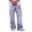 Sky Blue, variant on Relaxed Fit Cargo Pants For Men Tie‑Dye Print Wide Leg Long Trousers Elastic Drawstring Waist Casual Work Pants
