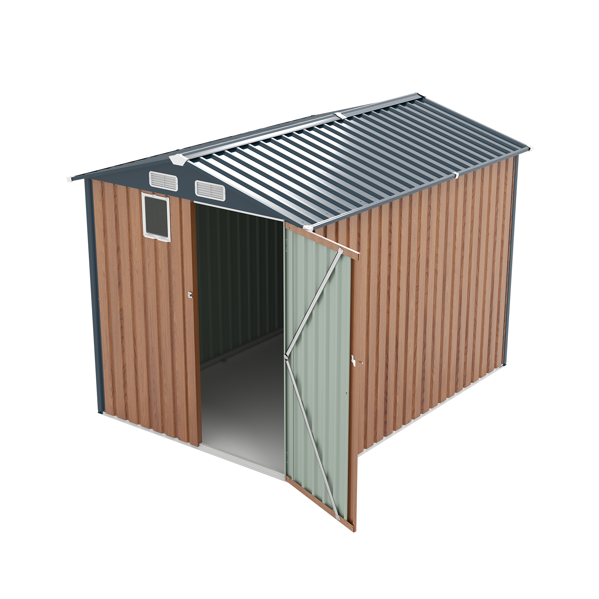 6x8 FT Outdoor Storage Shed - Compact Steel Tool Shed with Lockable Doors, 4 Louver Vents & Window, All-Weather Metal Garden Shed for Bike, Lawn Tool Storage (Yellow)