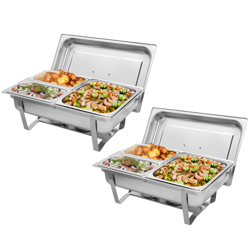 2Pack Chafer Chafing Dish 8 QT 1/3 Inserts Full Size Chafing Dish Rectangular 