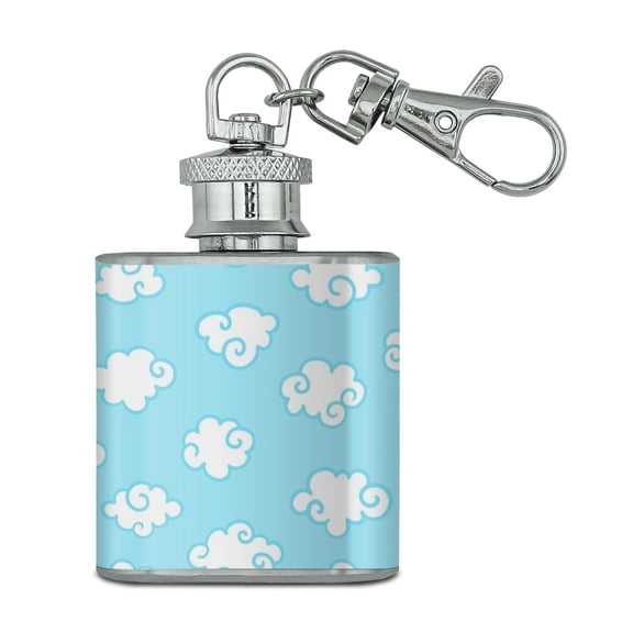 Cute Cloud Pattern Stainless Steel 1oz Mini Flask Key Chain
