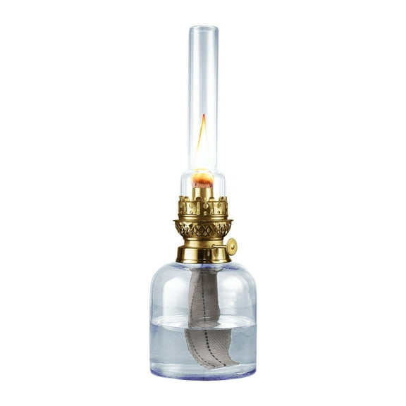 Kings County Tools Glass Oil Lamp - 15.5” Tall Decorative Lantern (Blue)