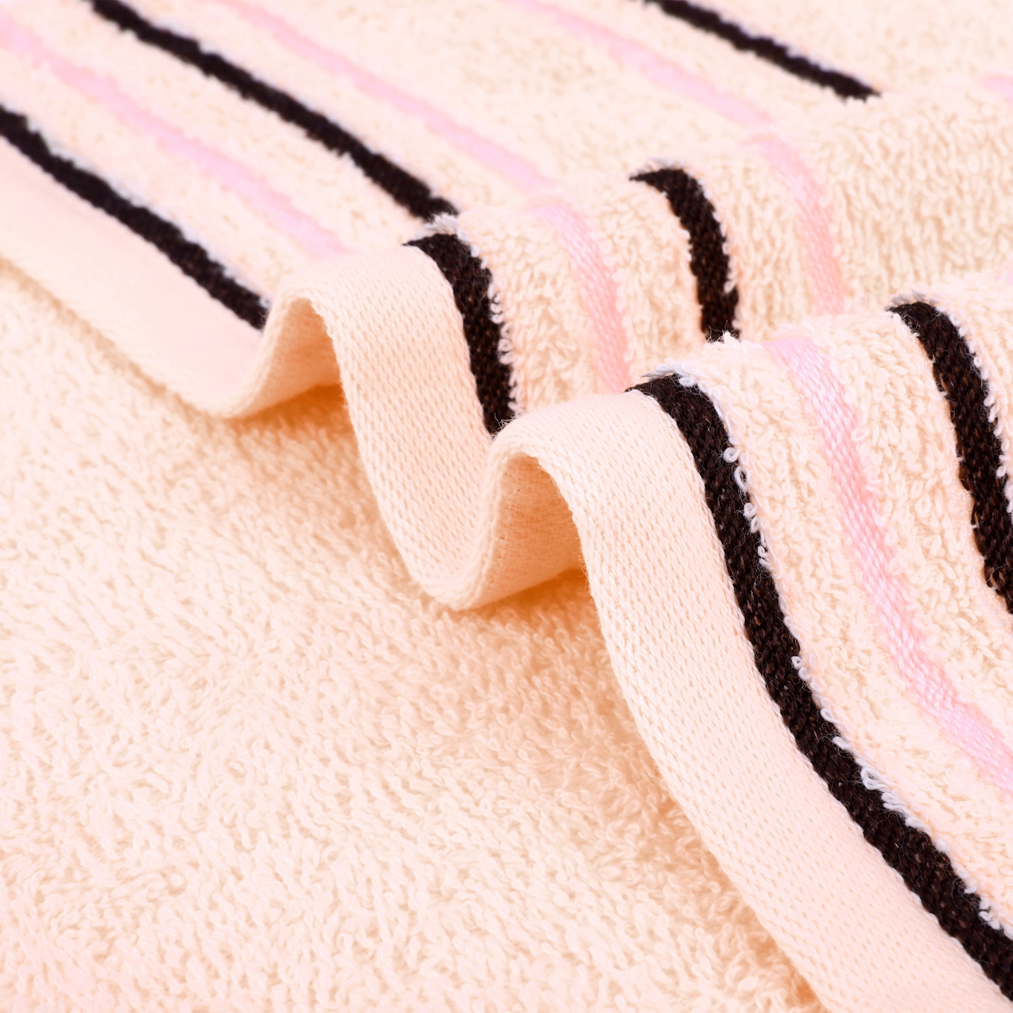 Unique Bargains Striped Pattern Absorbent Hand Towels Light Pink 2-Piece 13" x 27"
