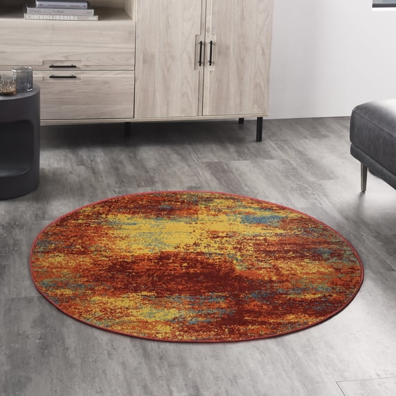 Nourison Nourison Essentials 4' x Round Flame Modern Rug