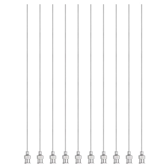 10pcs Dispensing Needles 20 Gauge 6 Inch Stainless Steel Blunt Tip Luer Connector for Refilling Glue Oil Thick Liquids Ink Lab Use, Silver