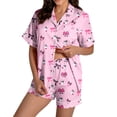 thumbnail image 2 of Women Halloween Pajama Set Short-Sleeve Button-Down Shirt and Shorts Sleepwear Spooky Pumpkin Ghost Graphic Loungewear Outfit for Fall Season Relaxing, 2 of 9